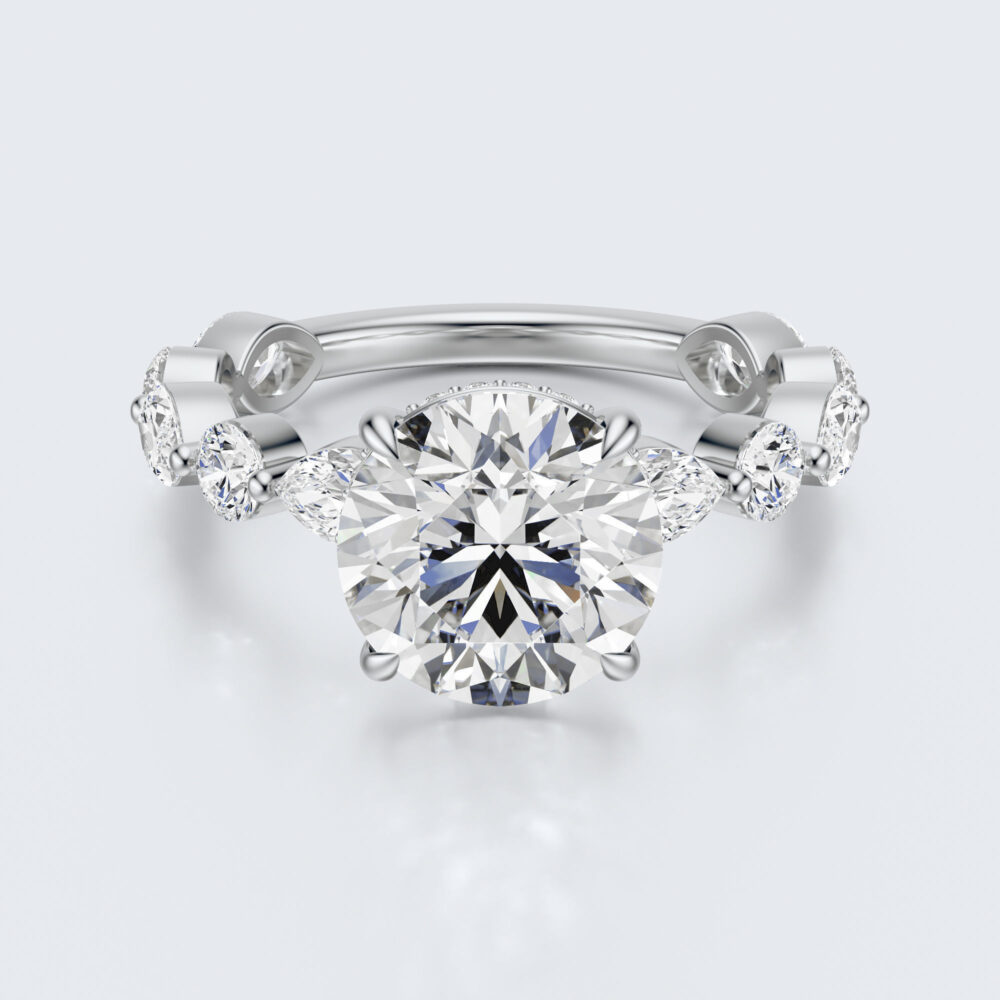 3 CT Round and Marquise Lab Grown Diamond Engagement Ring for Women - Image 9