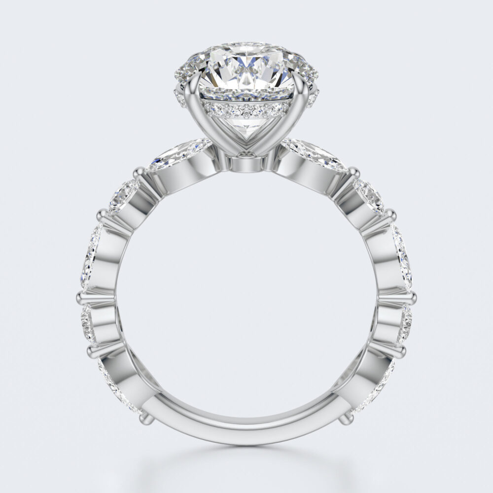 3 CT Round and Marquise Lab Grown Diamond Engagement Ring for Women - Image 10