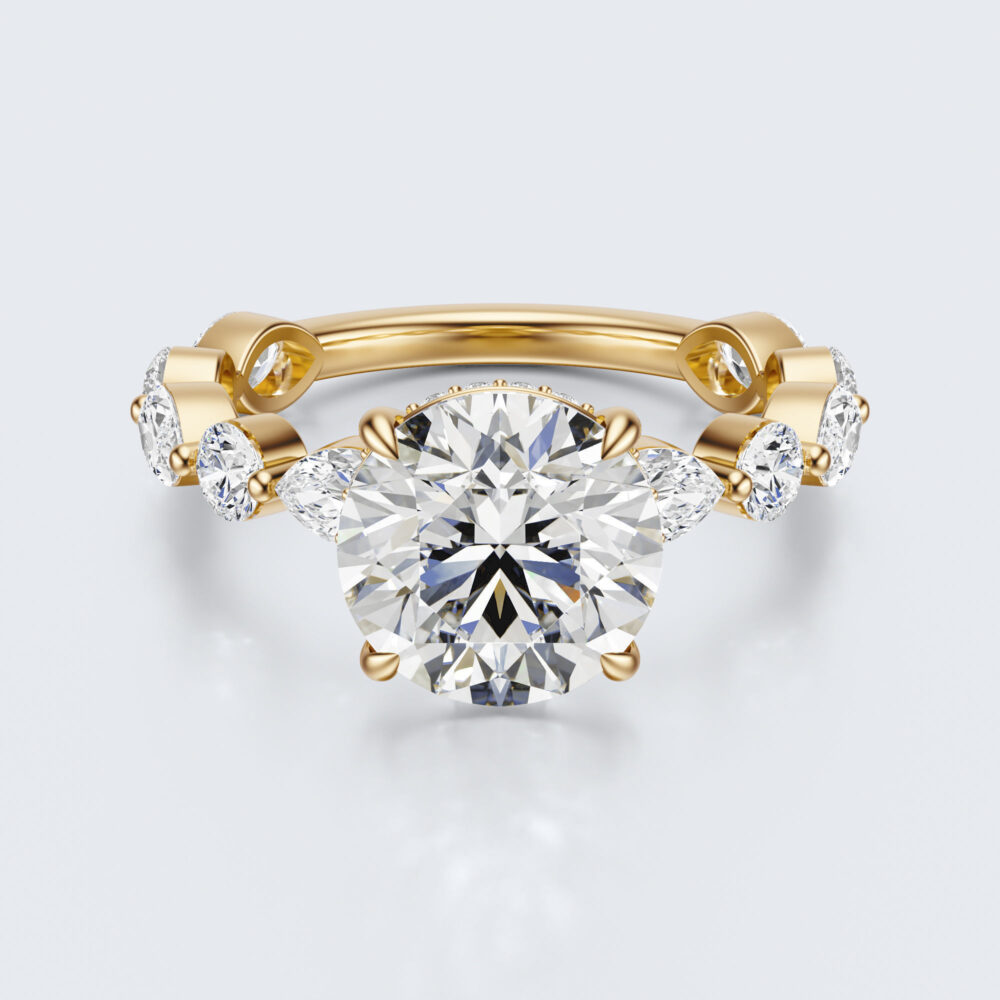 3 CT Round and Marquise Lab Grown Diamond Engagement Ring for Women