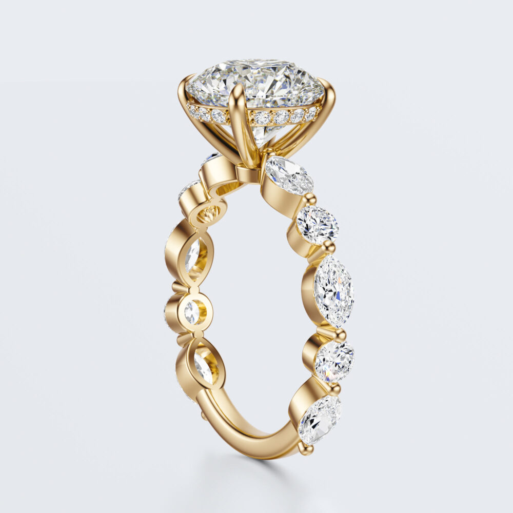 3 CT Round and Marquise Lab Grown Diamond Engagement Ring for Women - Image 3