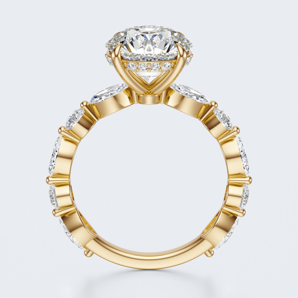 3 CT Round and Marquise Lab Grown Diamond Engagement Ring for Women - Image 4