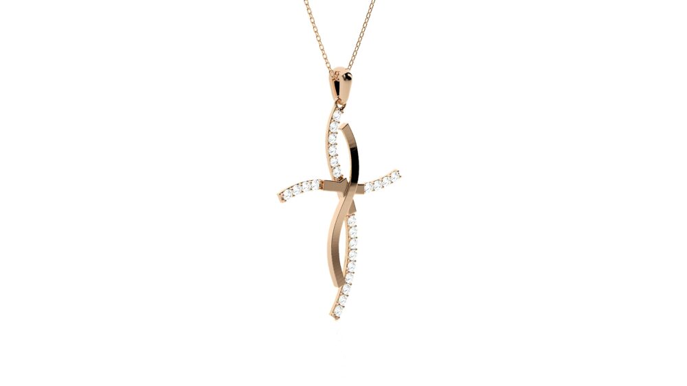 Round Diamond Criss Cross Pendant,Lab Grown Diamond Pendant for Men and Women, Charm Pendant - Image 3