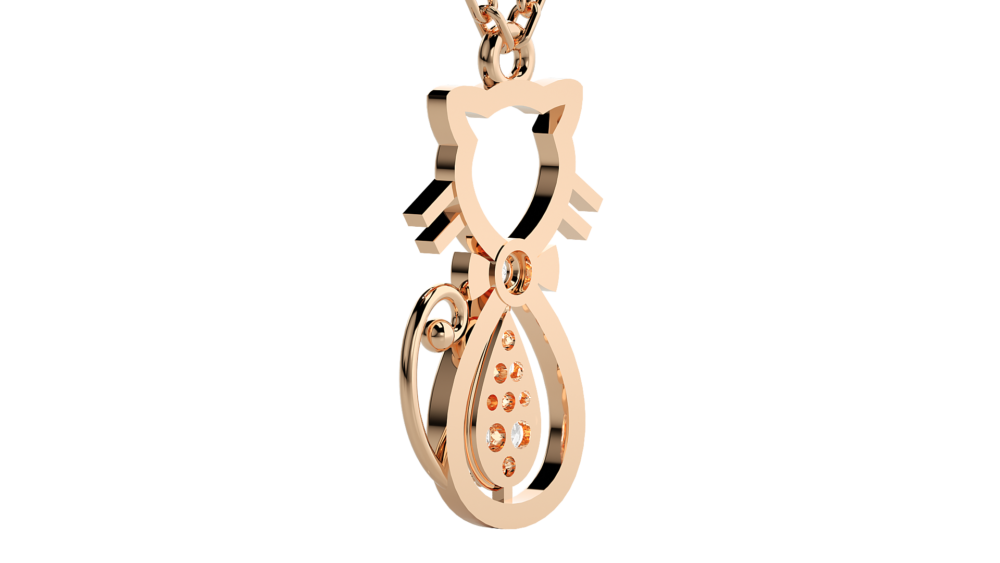 Unisex Cat Round Lab Grown Diamond Pendant - Image 6