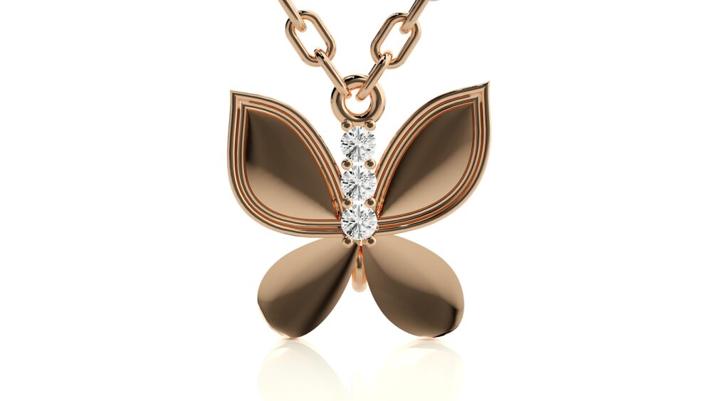 Butterfly Round Lab Grown Diamond Pendant