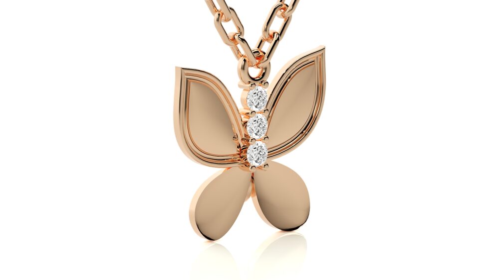 Butterfly Round Lab Grown Diamond Pendant - Image 2