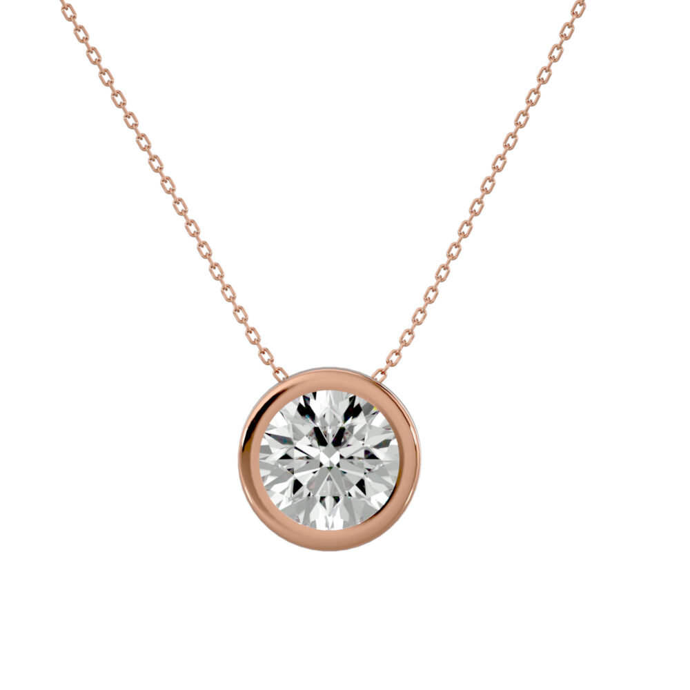 1 CTRound Solitaire Bezel Lab Grown Diamond Pendant - Image 5