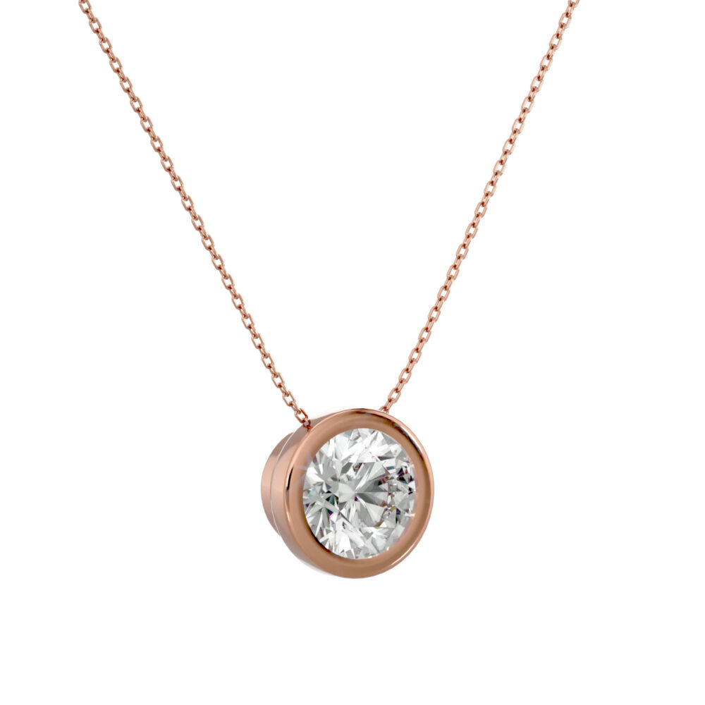 1 CTRound Solitaire Bezel Lab Grown Diamond Pendant - Image 7