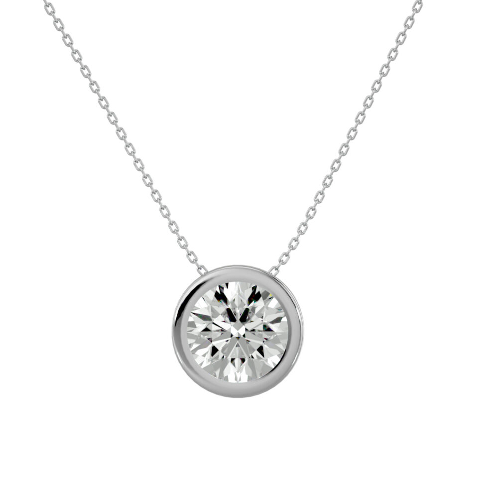 1 CTRound Solitaire Bezel Lab Grown Diamond Pendant - Image 8