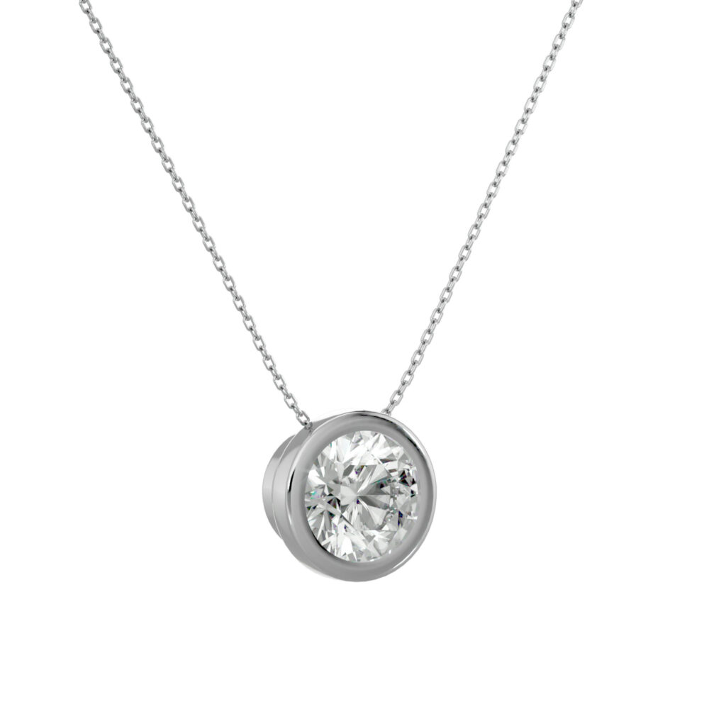 1 CTRound Solitaire Bezel Lab Grown Diamond Pendant - Image 10