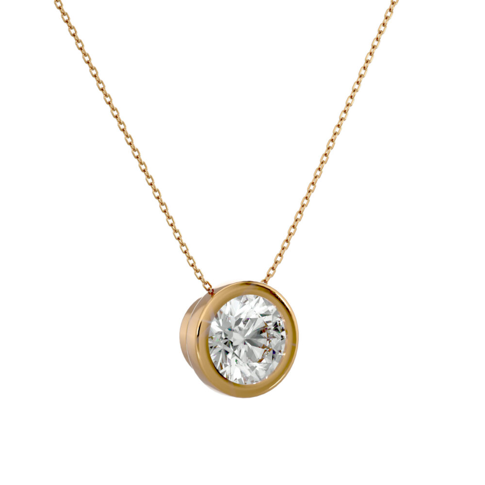 1 CTRound Solitaire Bezel Lab Grown Diamond Pendant - Image 3