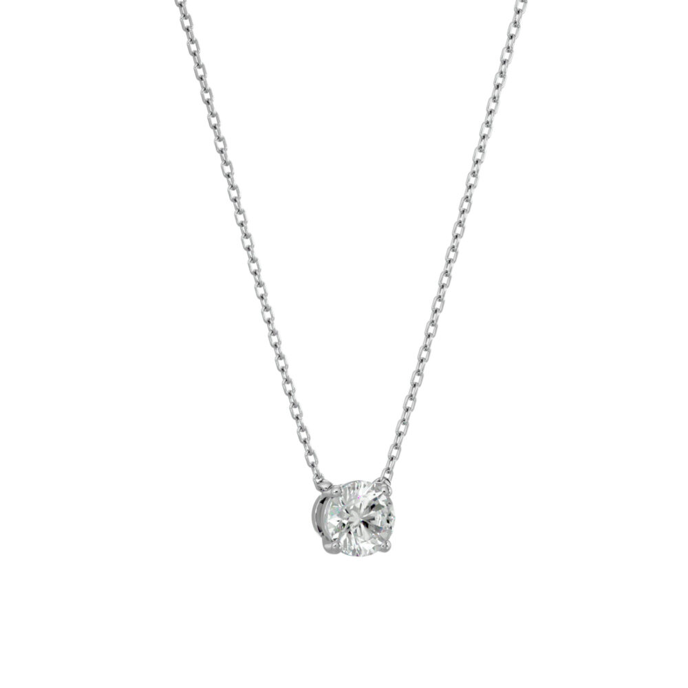 1 CT Round Solitaire Lab Grown Diamond Necklace - Image 3
