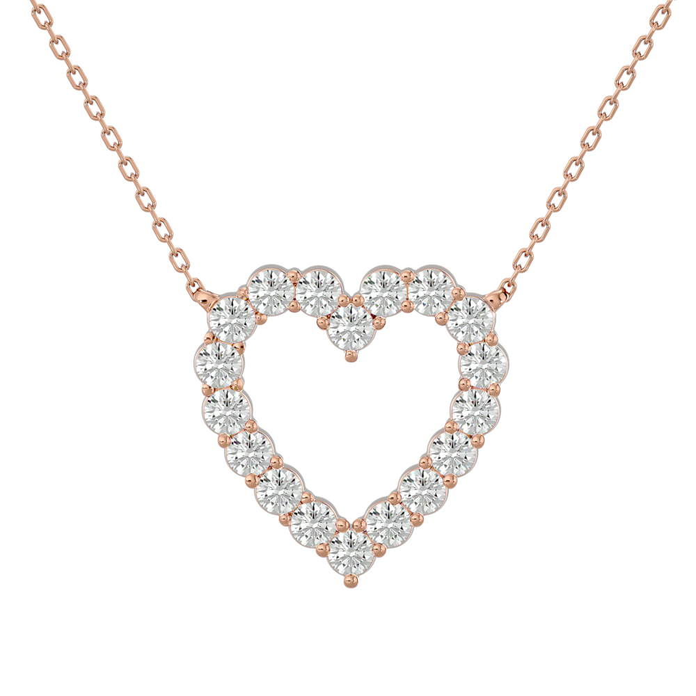 Heart shaped Round Lab Grown Diamond Necklace - Image 6