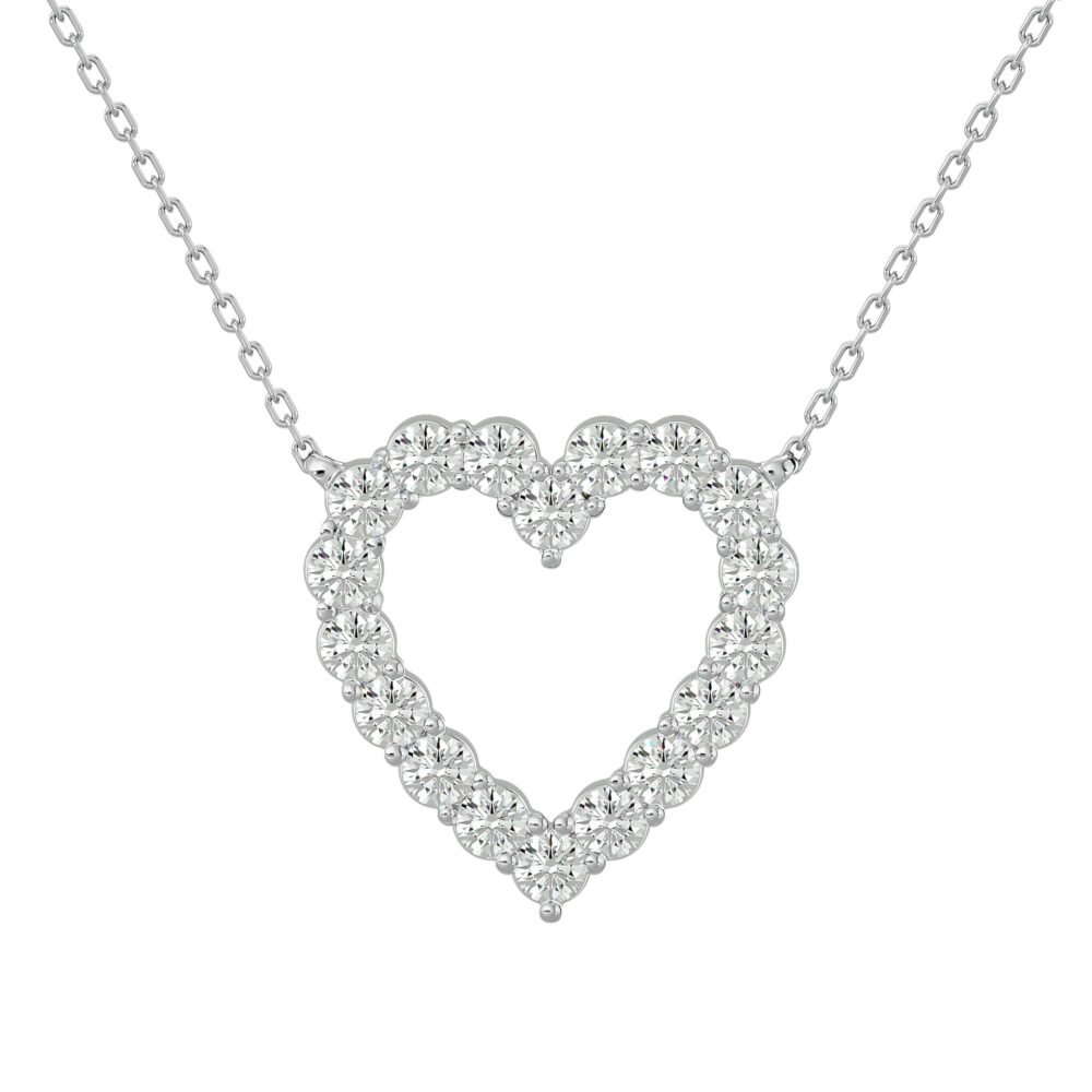 Heart shaped Round Lab Grown Diamond Necklace