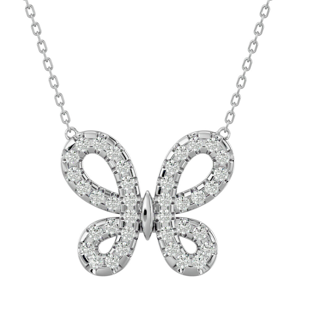 Butterfly Cluster Round Lab Grown Diamond Pendant - Image 7