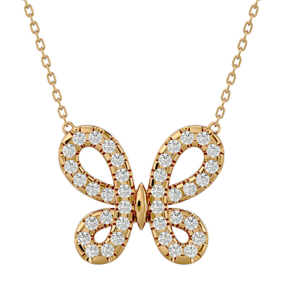 Butterfly Cluster Round Lab Grown Diamond Pendant