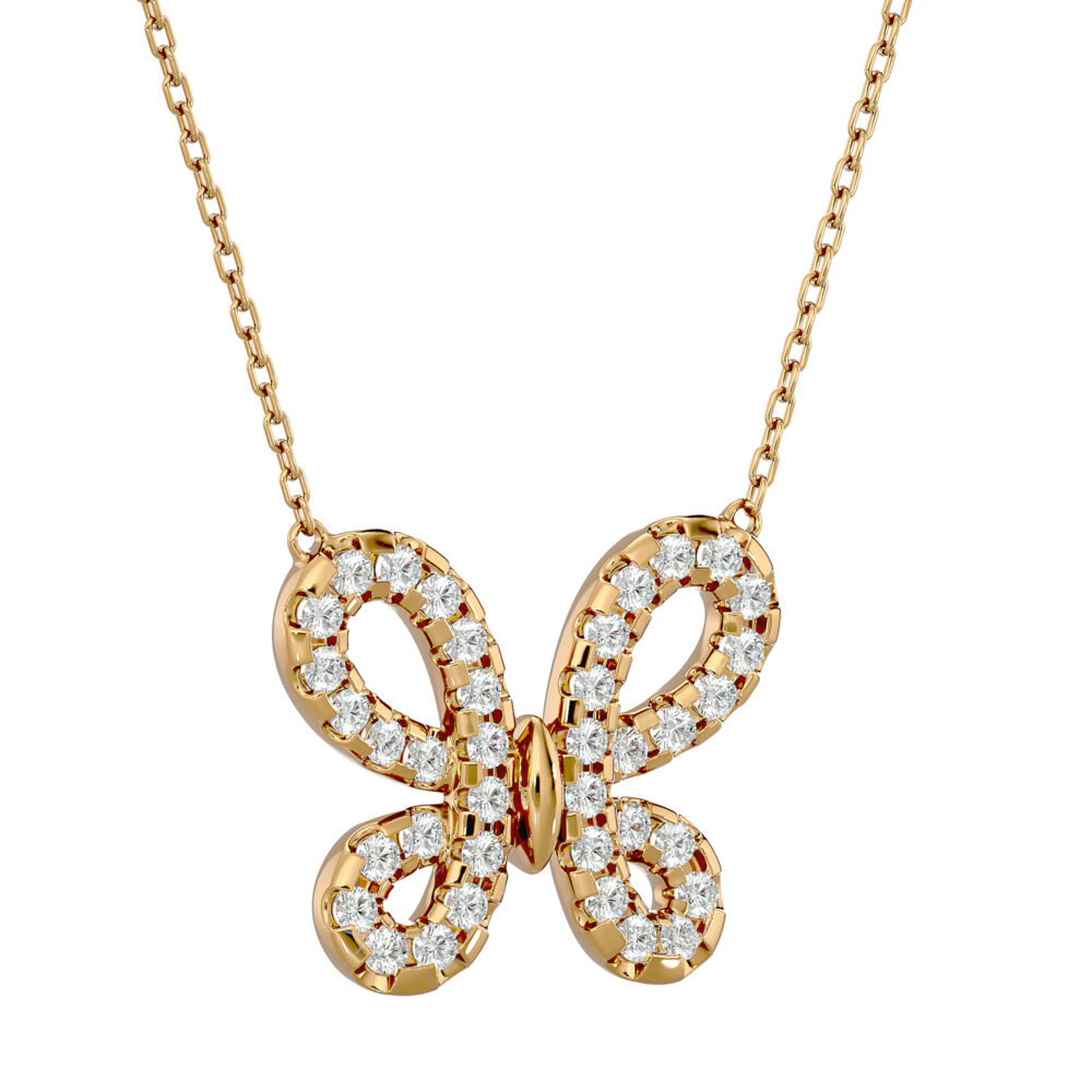 Butterfly Cluster Round Lab Grown Diamond Pendant - Image 3