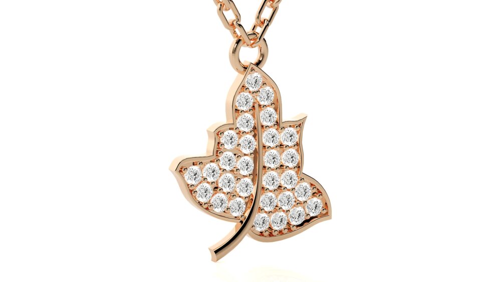 Leaf Shaped Round Lab Grown Diamond Pendant - Image 5