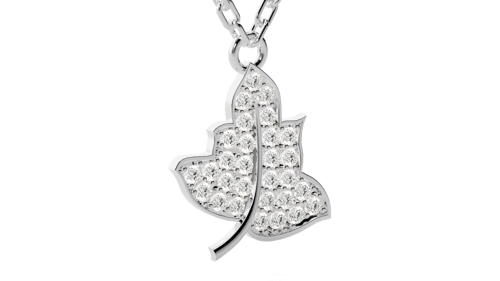 Leaf Shaped Round Lab Grown Diamond Pendant - Image 7