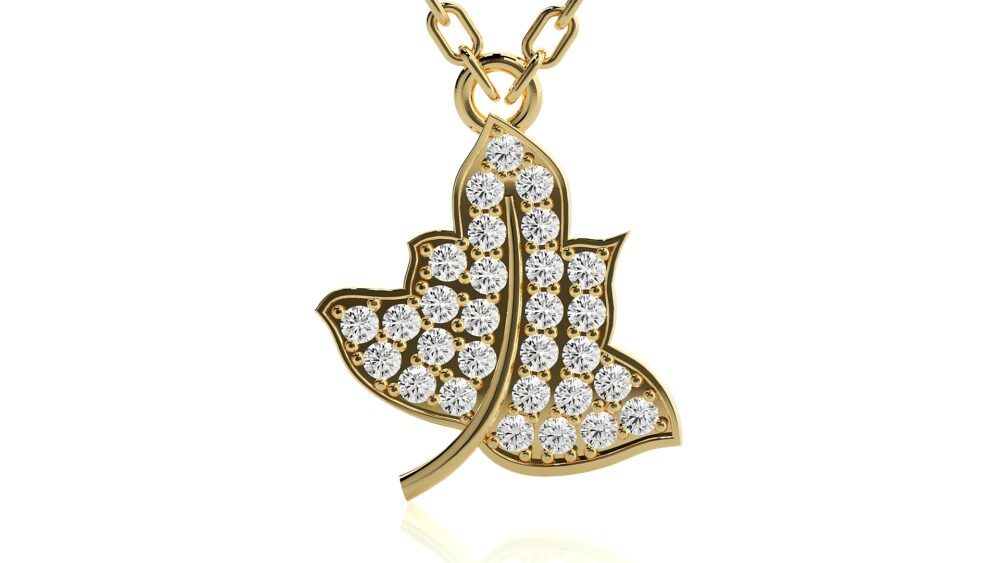 Leaf Shaped Round Lab Grown Diamond Pendant