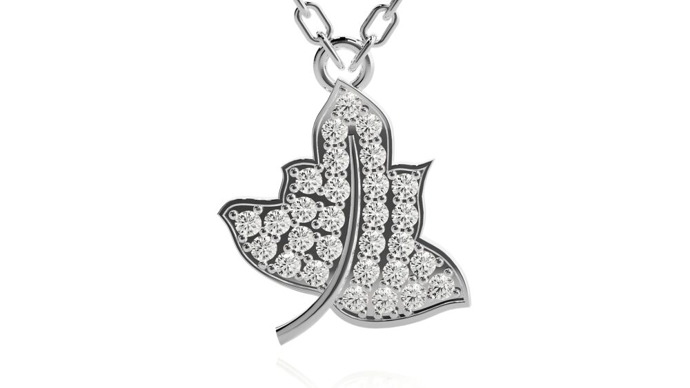 Leaf Shaped Round Lab Grown Diamond Pendant - Image 6