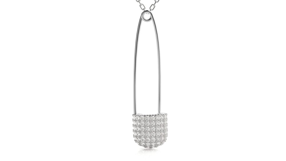 Pin Shaped Round Lab Grown Diamond Pendant - Image 4