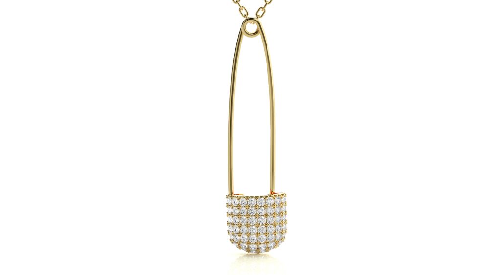 Pin Shaped Round Lab Grown Diamond Pendant