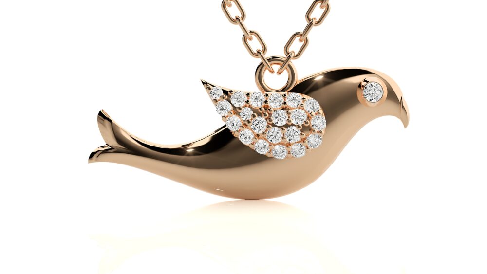 Bird Shaped Round Lab Grown Diamond Pendant - Image 2