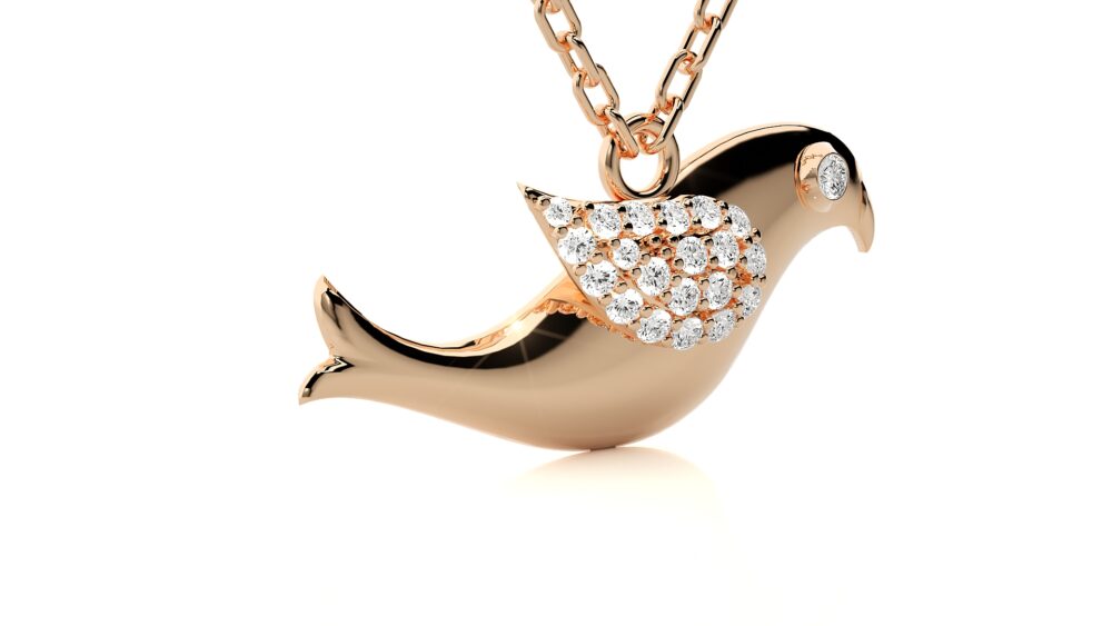 Bird Shaped Round Lab Grown Diamond Pendant - Image 3