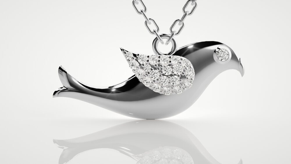 Bird Shaped Round Lab Grown Diamond Pendant - Image 4