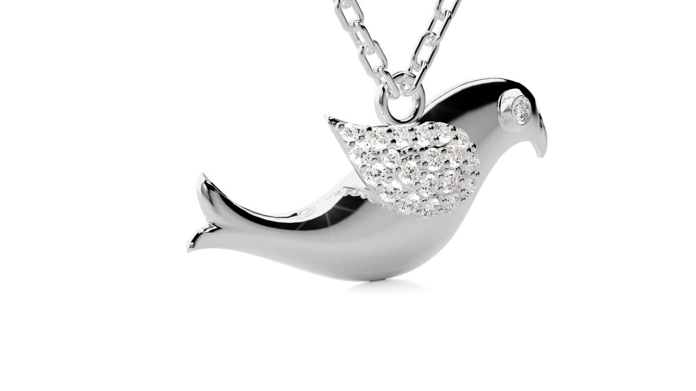 Bird Shaped Round Lab Grown Diamond Pendant - Image 5