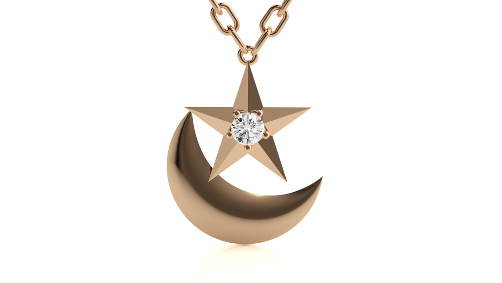 Star Moon Lab Grown Diamond Pendant