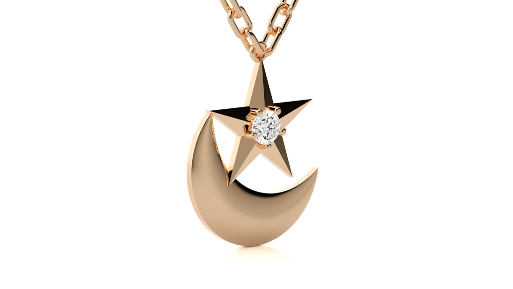 Star Moon Lab Grown Diamond Pendant - Image 2