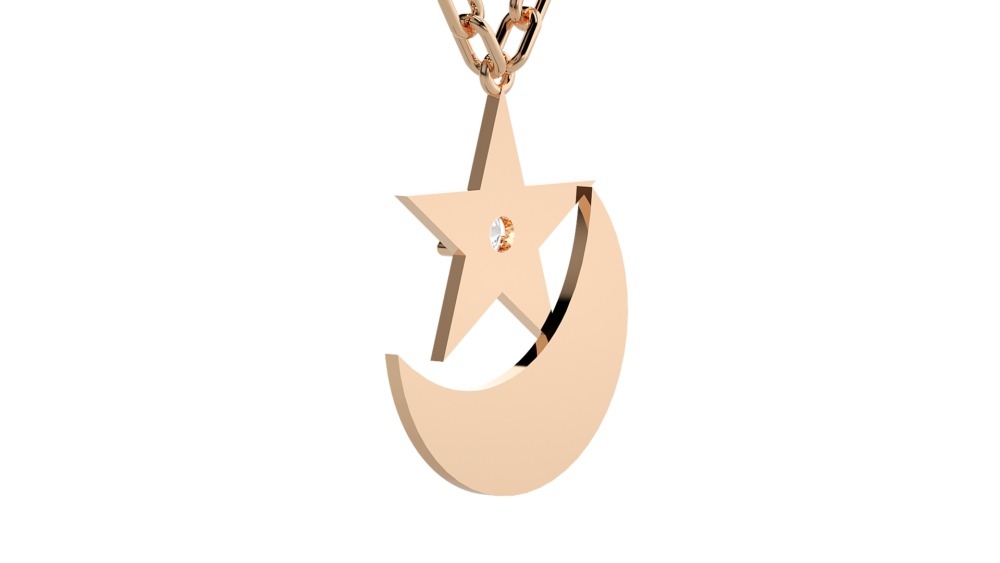 Star Moon Lab Grown Diamond Pendant - Image 3