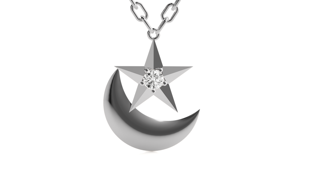 Star Moon Lab Grown Diamond Pendant - Image 7