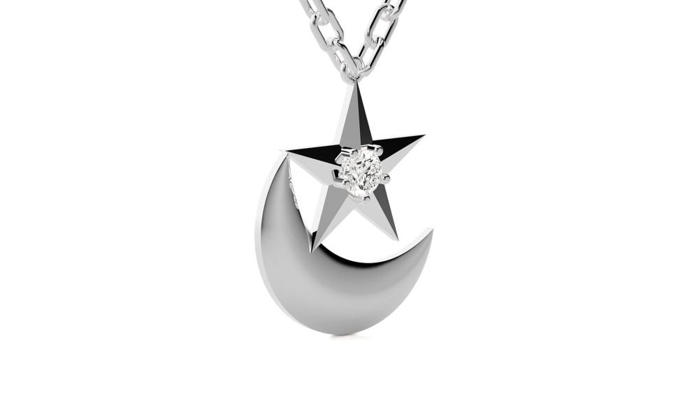 Star Moon Lab Grown Diamond Pendant - Image 8