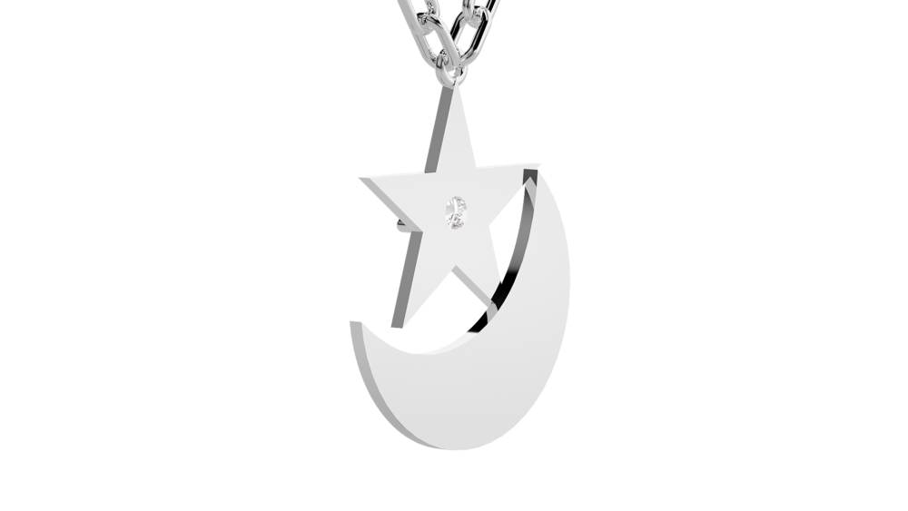 Star Moon Lab Grown Diamond Pendant - Image 9