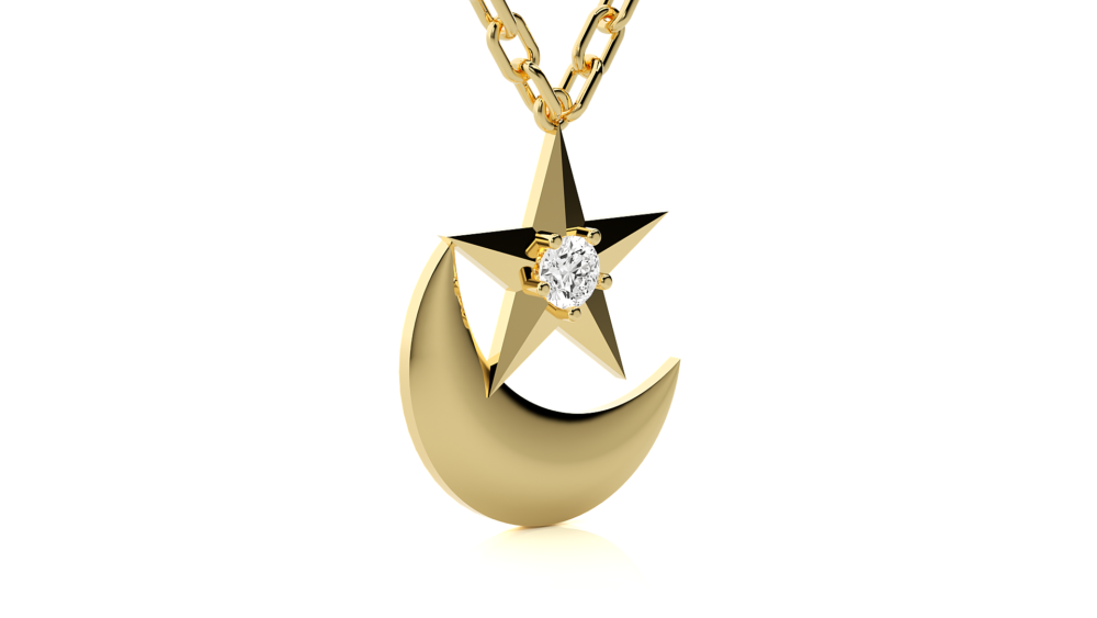 Star Moon Lab Grown Diamond Pendant - Image 5