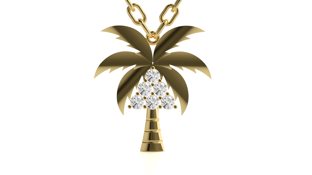 Palm Tree Lab Grown Diamond Pendant