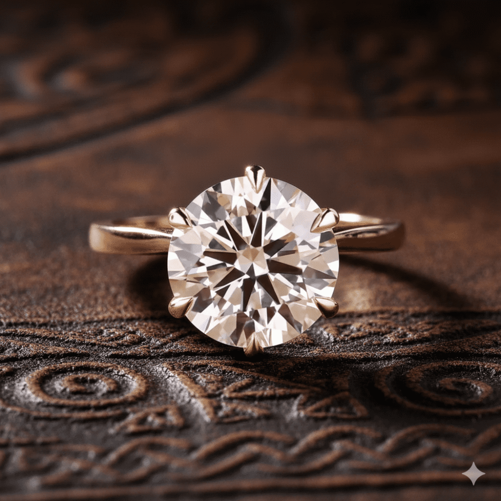 1.5 CT Round Six Prongs Lab Grown Eco Friendly Diamond Engagement Ring for Women