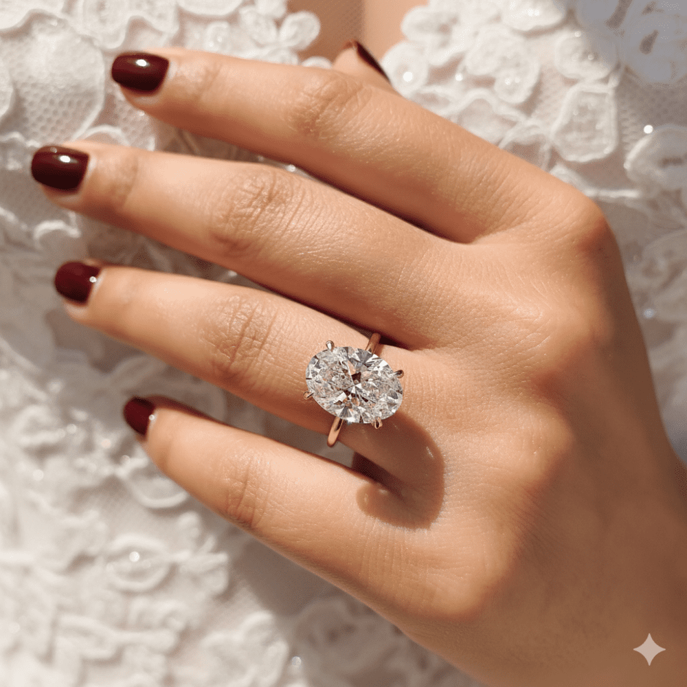 3 CT Oval cut Lab Grown Diamond Engagement Ring for Women - Image 3