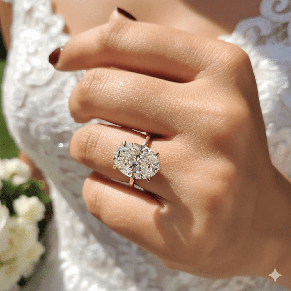 3 CT Oval cut Lab Grown Diamond Engagement Ring for Women - Image 2
