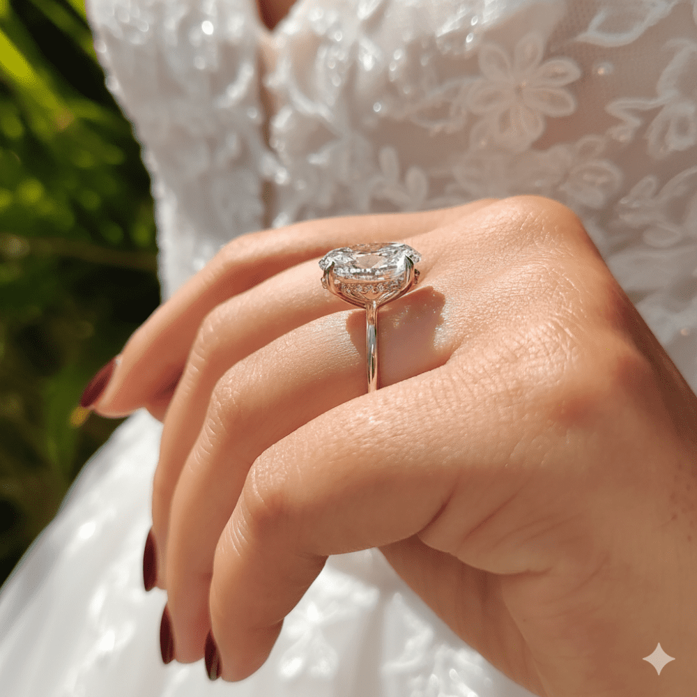 3 CT Oval cut Lab Grown Diamond Engagement Ring for Women - Image 4