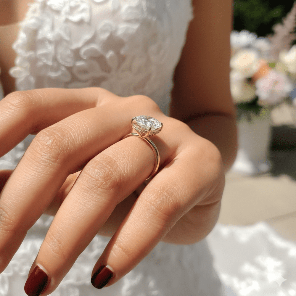 3 CT Oval cut Lab Grown Diamond Engagement Ring for Women - Image 5