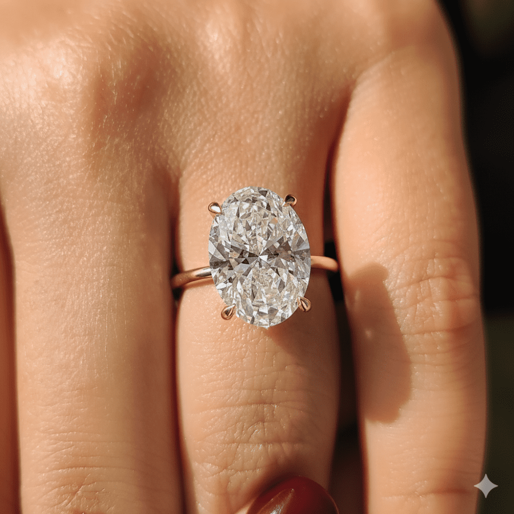 3 CT Oval cut Lab Grown Diamond Engagement Ring for Women - Image 6