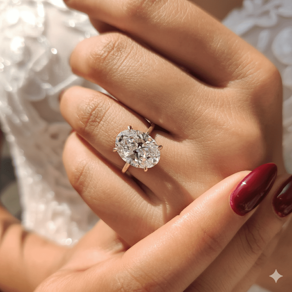 3 CT Oval cut Lab Grown Diamond Engagement Ring for Women - Image 7