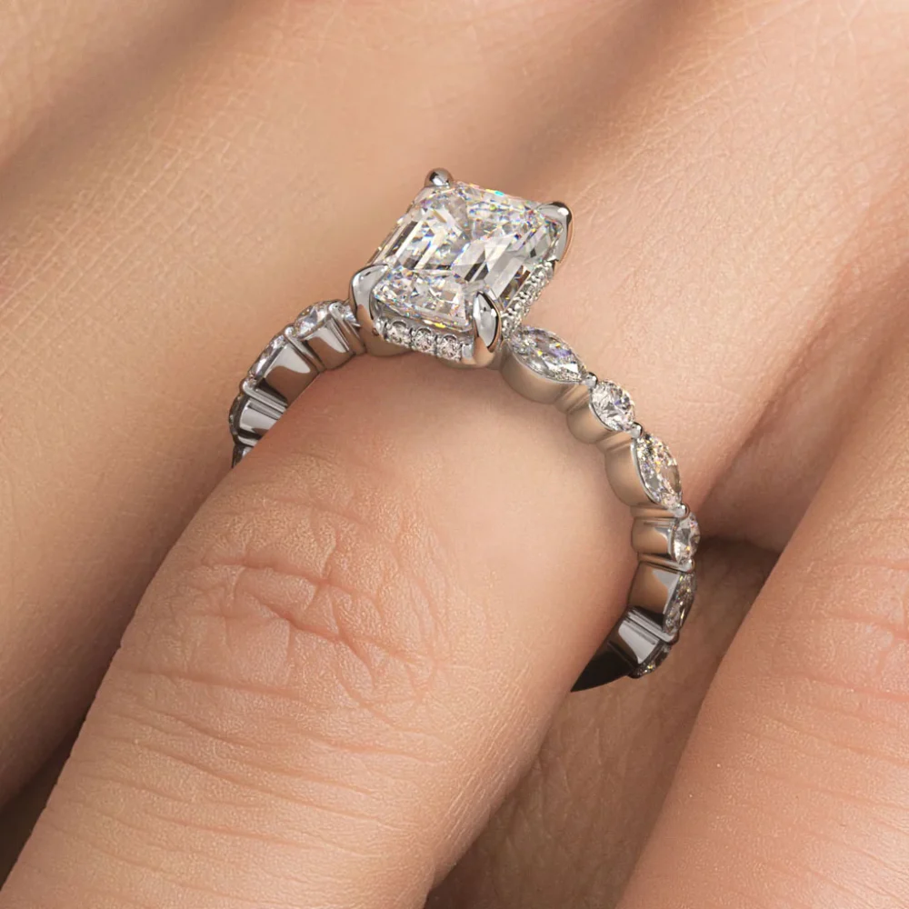 3 CT Emerald Promise Lab Grown Diamond Engagement Ring for Women - Image 2