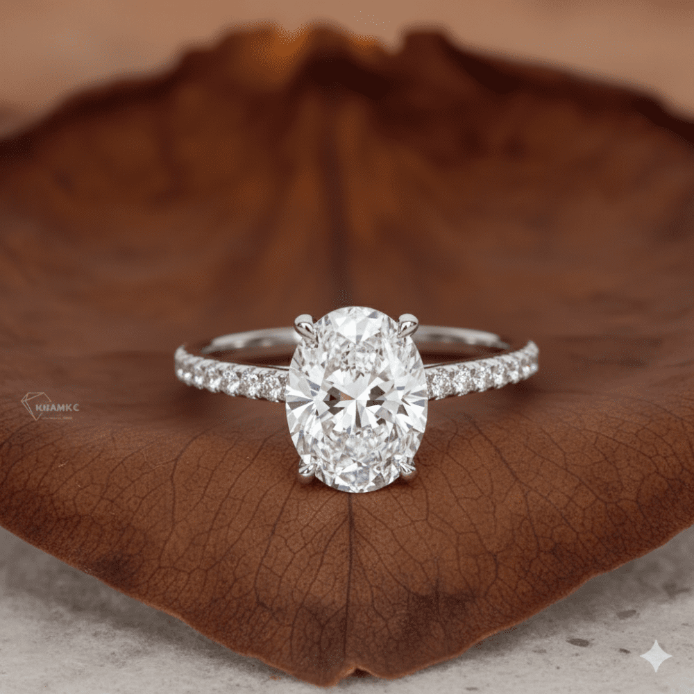 1 CT Oval cut Lab Grown Diamond Engagement Ring for Women - Image 2