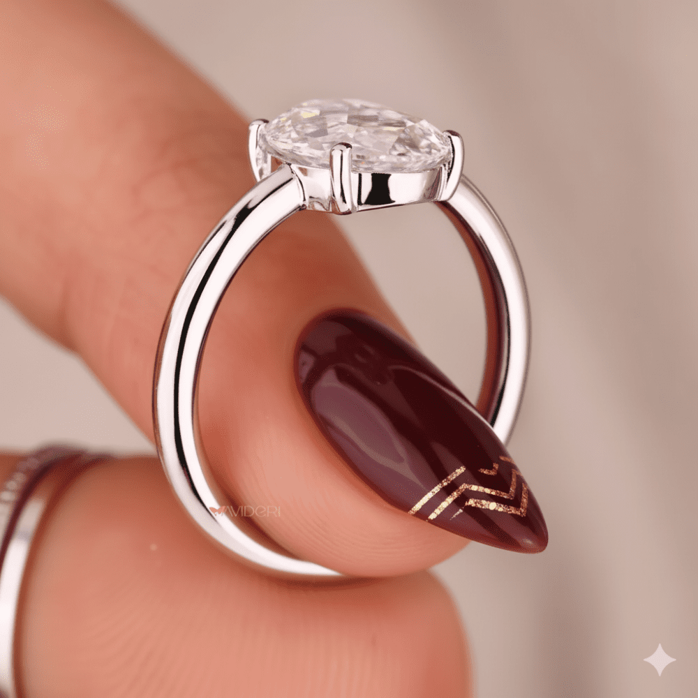 1 CT Emerald Cut Lab Grown Diamond Halo Engagement Ring for Women - Image 4