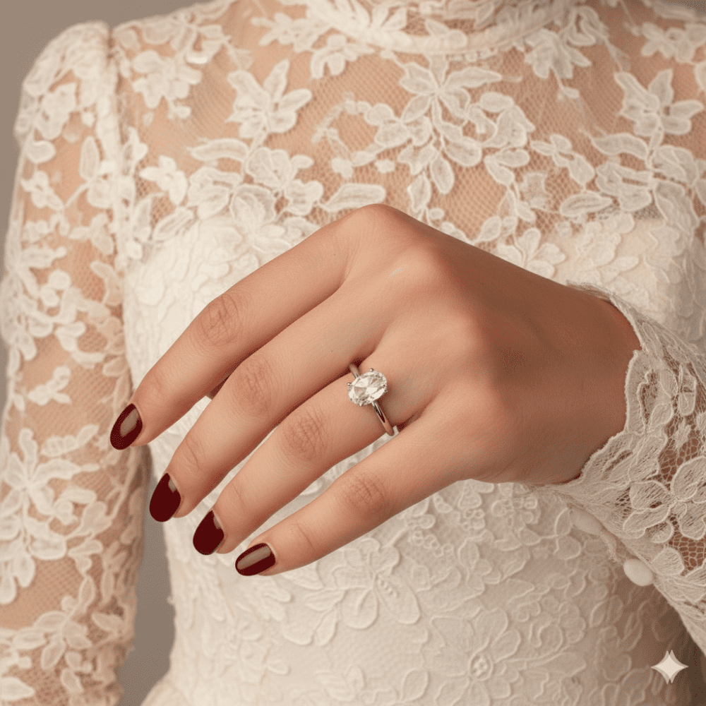 1 CT Emerald Cut Lab Grown Diamond Halo Engagement Ring for Women - Image 3