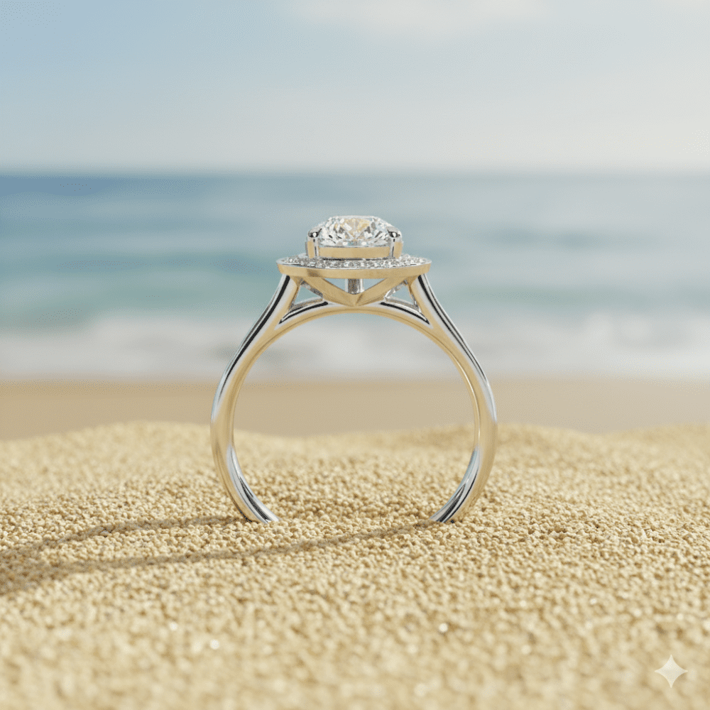 1 CT Pear Cut Lab Grown Diamond Halo Engagement Ring for Women - Image 6